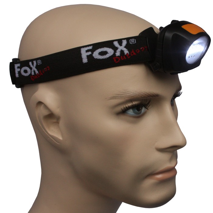 Fox Outdoor Kopflampe, Stirnlampe,  4 weiße LEDs für Dauerlicht